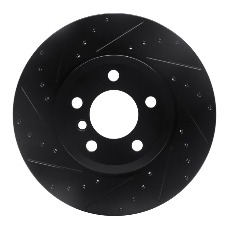 BMW X6 Brake Rotor (1) - Rear Left - R1 Concepts - Drilled & Slotted - Black - `07-`19